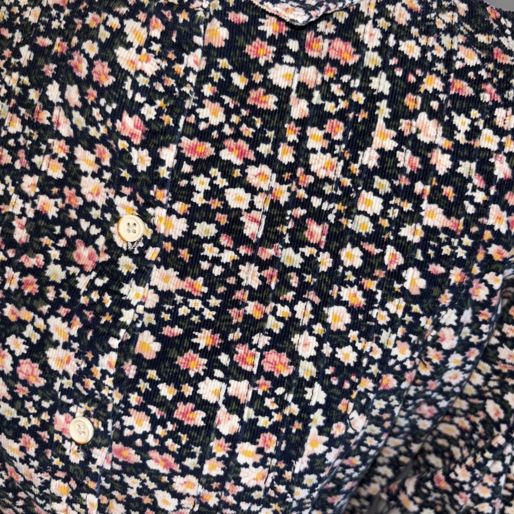 Trovata x Birds of Paradis Floral Micro-Corduroy Button Down Top size X-small - Picture 7 of 7